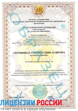 Образец сертификата соответствия аудитора №ST.RU.EXP.00014299-1 Нальчик Сертификат ISO 14001